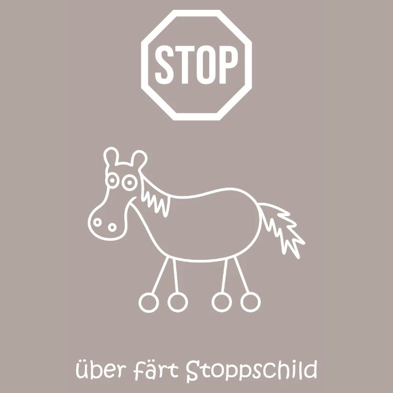 überfährt stoppschild, Stopptafel Pferd mit Rädern