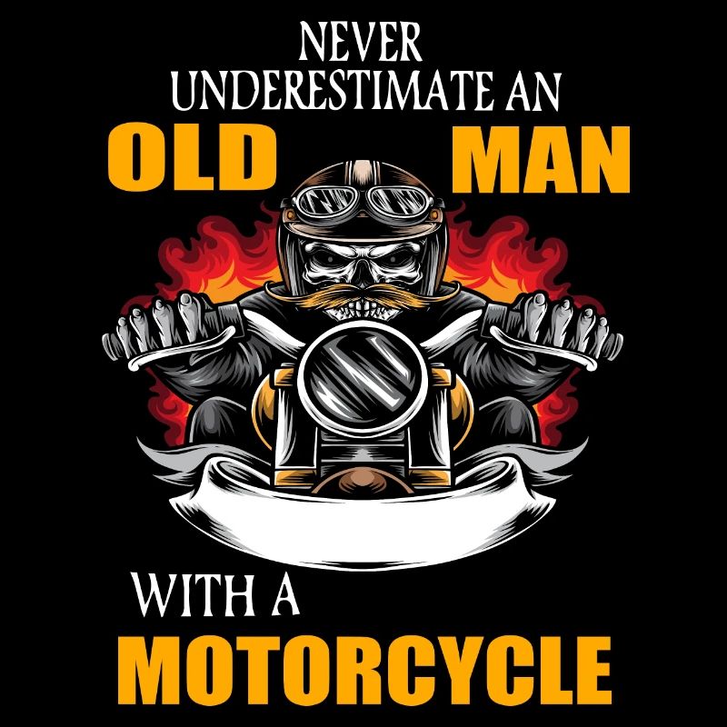 Old man with a motorcycle gift biker motorcycle