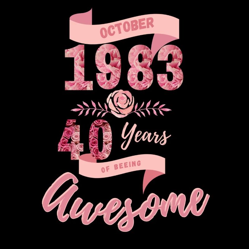 40 Geburtstag October 1983elegantes Rose-Design