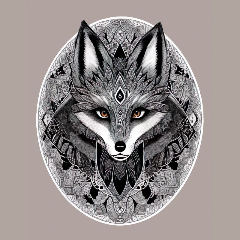 Renard Mandala Dessin Complexe Nature Sauvage