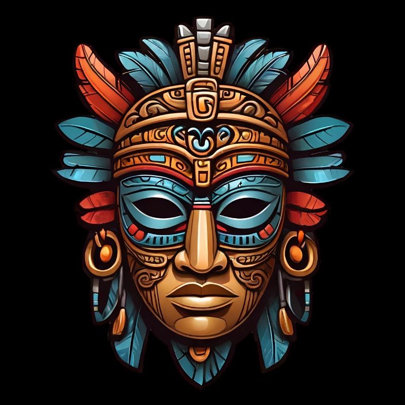 Sculpté orné aztèque, maya, masque inca