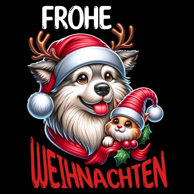 Frohe Weihnachten Hund mit süßer Katze