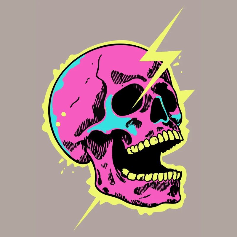 Crâne Néon Éclair Éclat