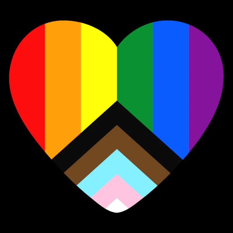 Le drapeau de la fierté du progrès LGBTQ+ en forme de cœur