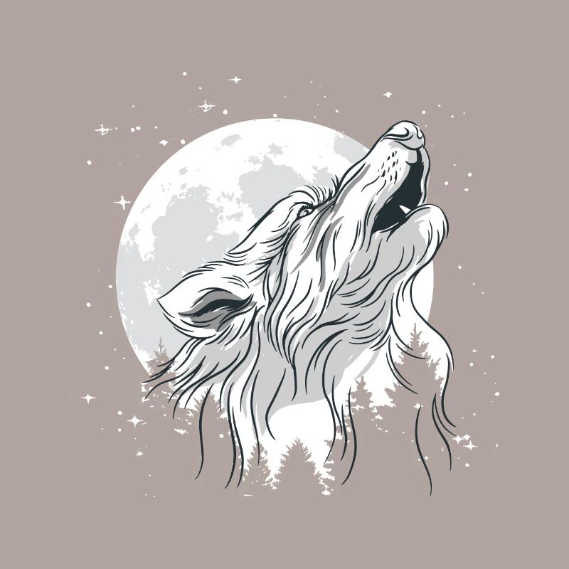 Mond mit einem Wolf