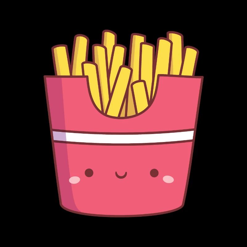 Frites mignonnes Français dans les gribouillis rouges de nourriture de paquet