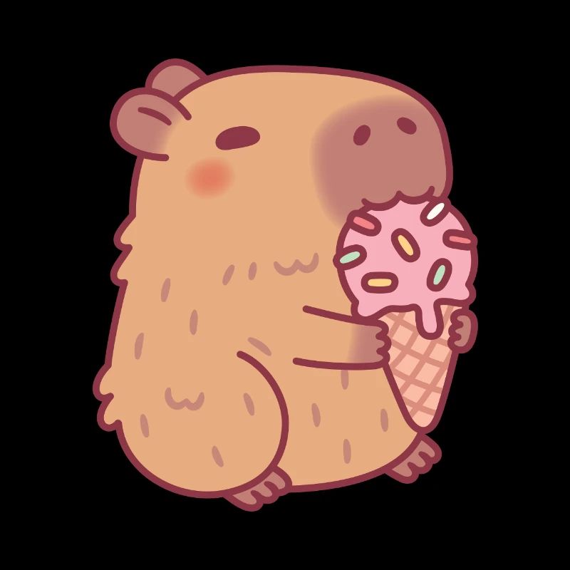 Capybara mignon mangeant de la glace