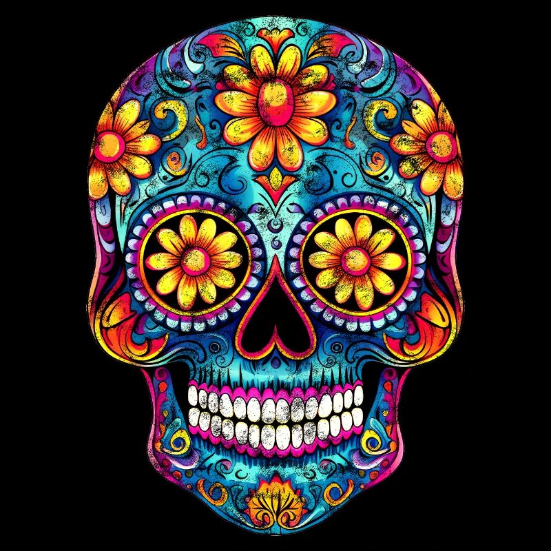 Crâne mexicain, fleurs, crâne, fleurs