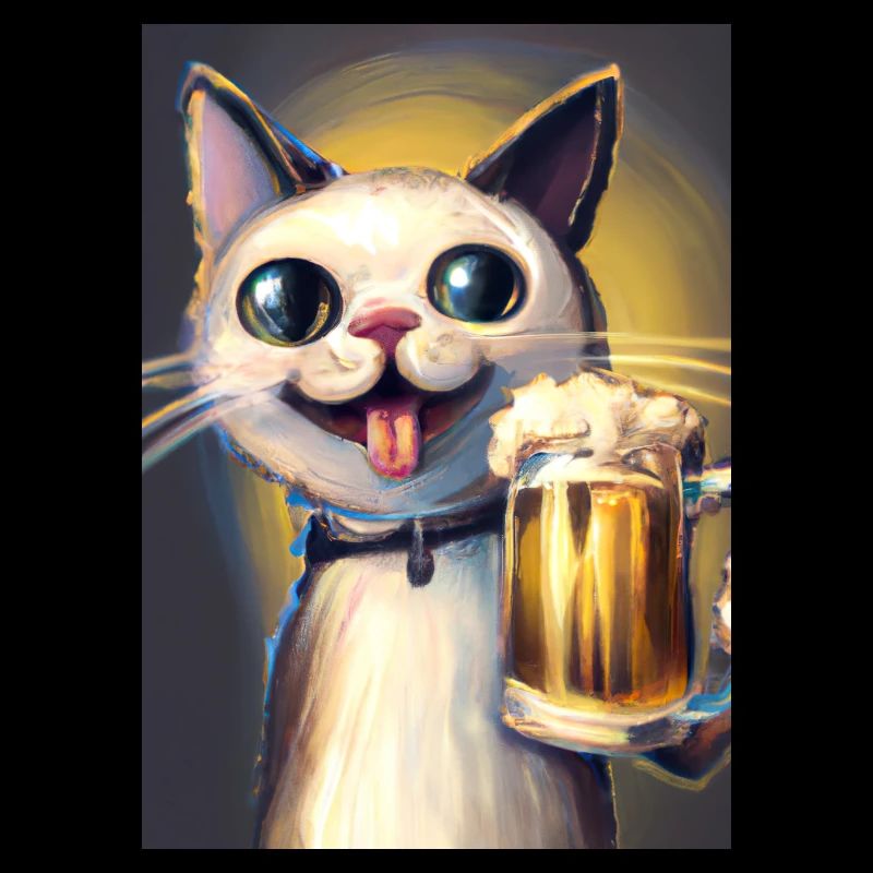Glückliche Katze mit Bier