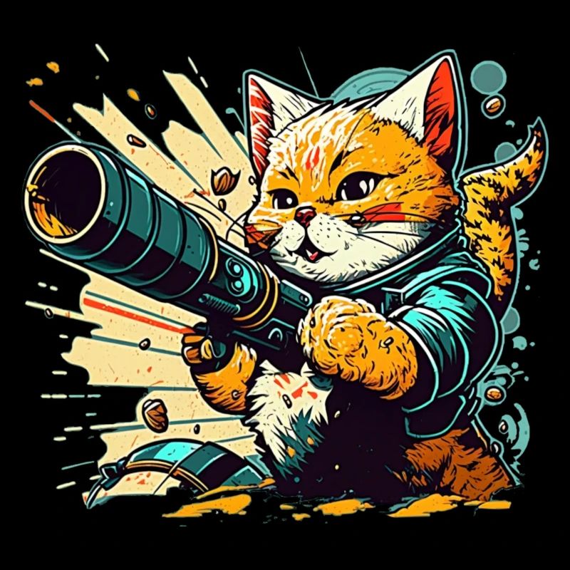 Chat et bazooka