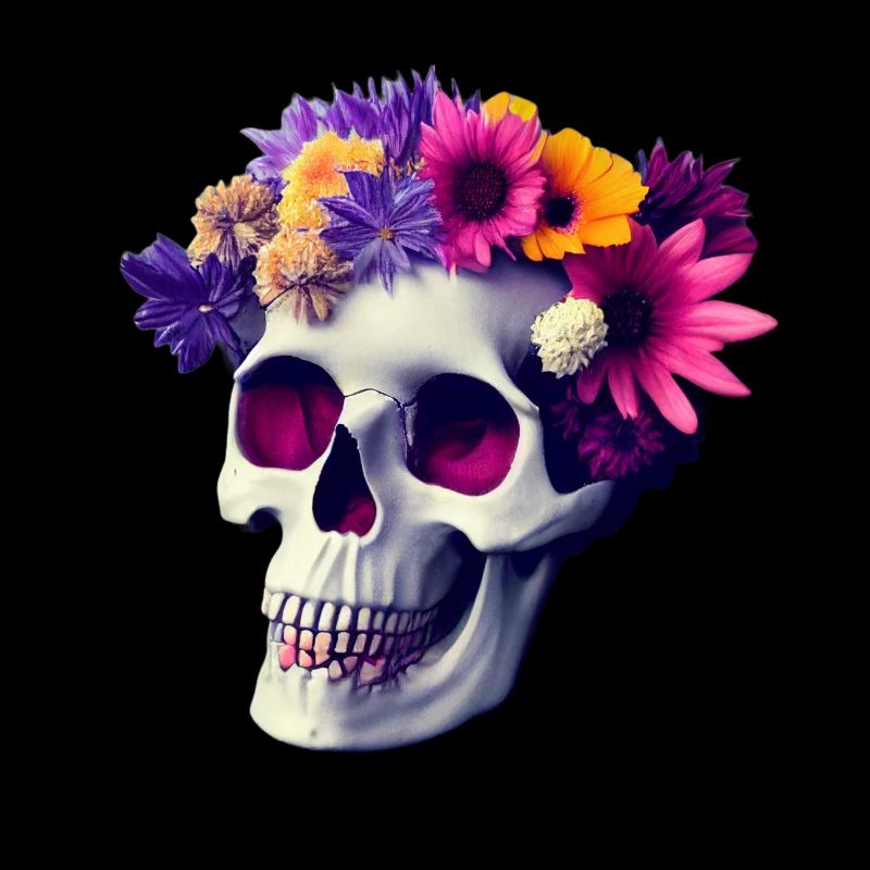 Crâne avec décoration florale
