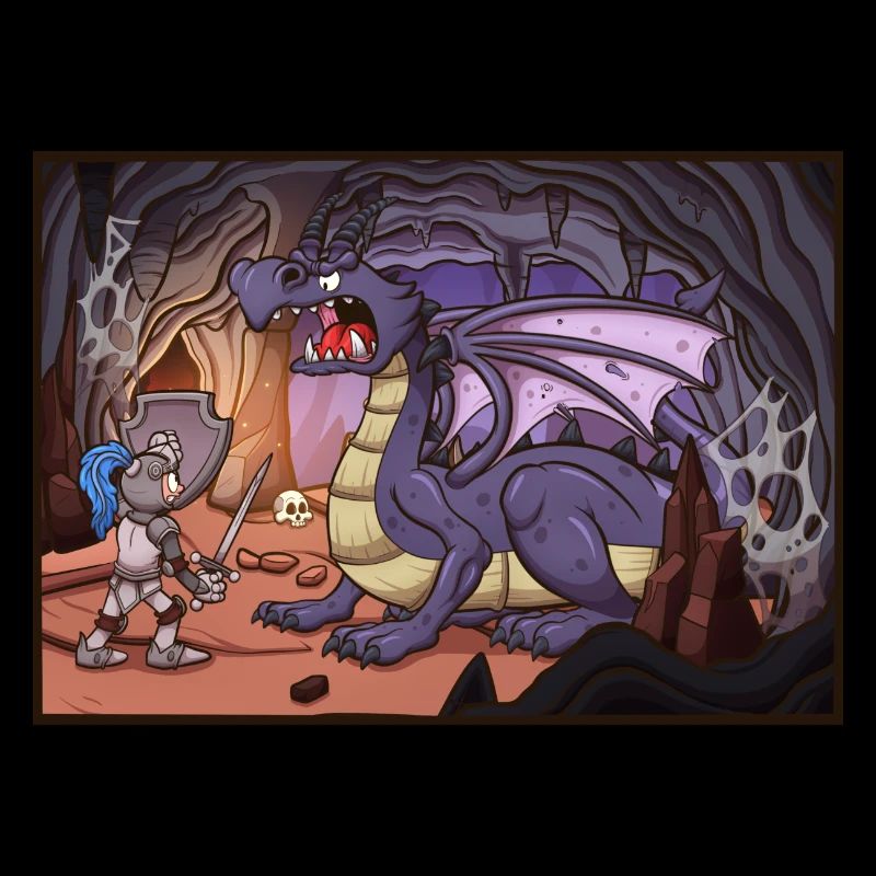Chevalier Fighting Dragon Dans la grotte