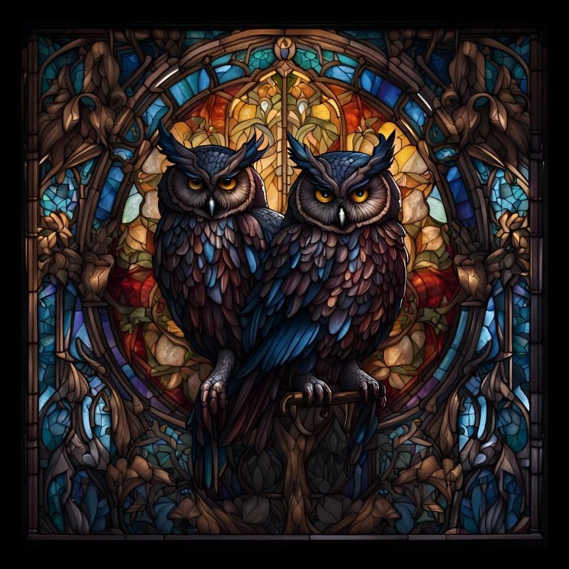 Eulen Kunst Glasbild Kirche