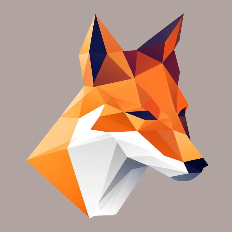 Fox Head Low Poly Logo Design