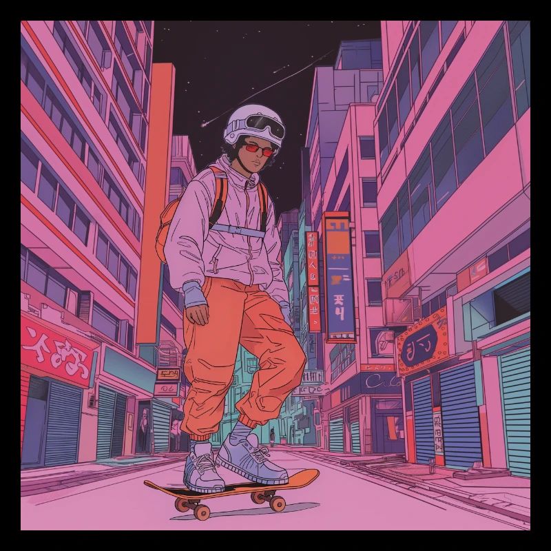 Années 80 Anime Guy Calmant Impression de mode de haute qualité