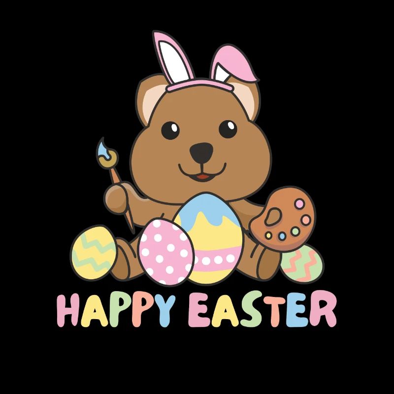 joyeuses Pâques douces quokka de Pâques avec œufs de Pâques
