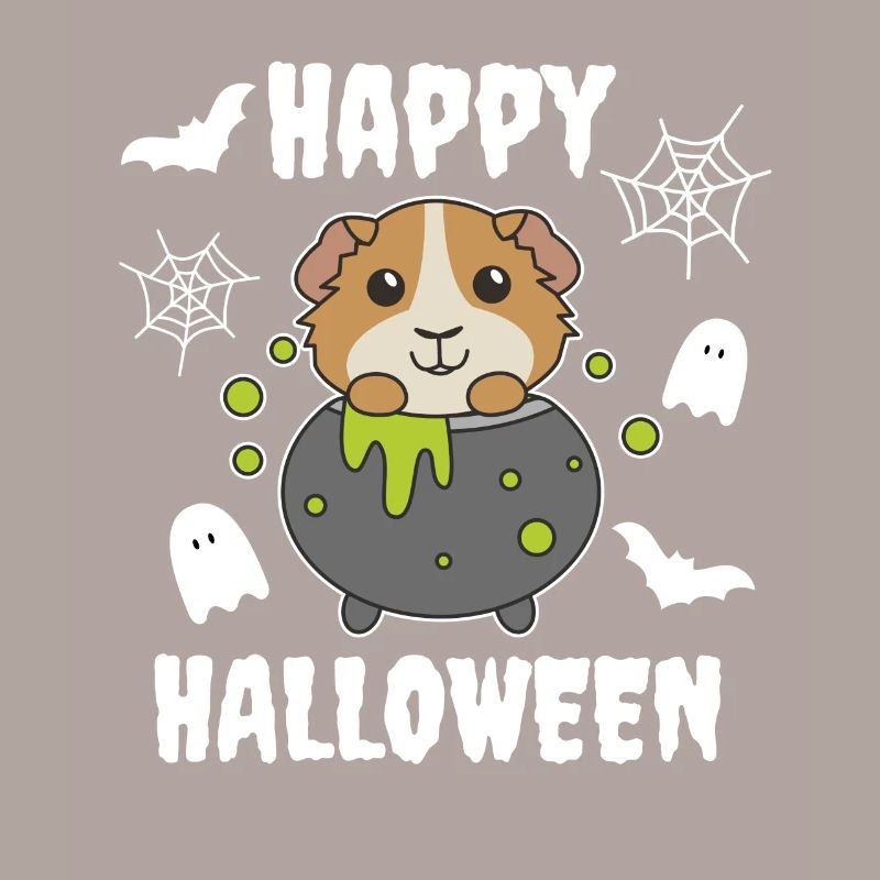 Cochon d’Inde Joyeux Chaudron de Sorcière d’Halloween