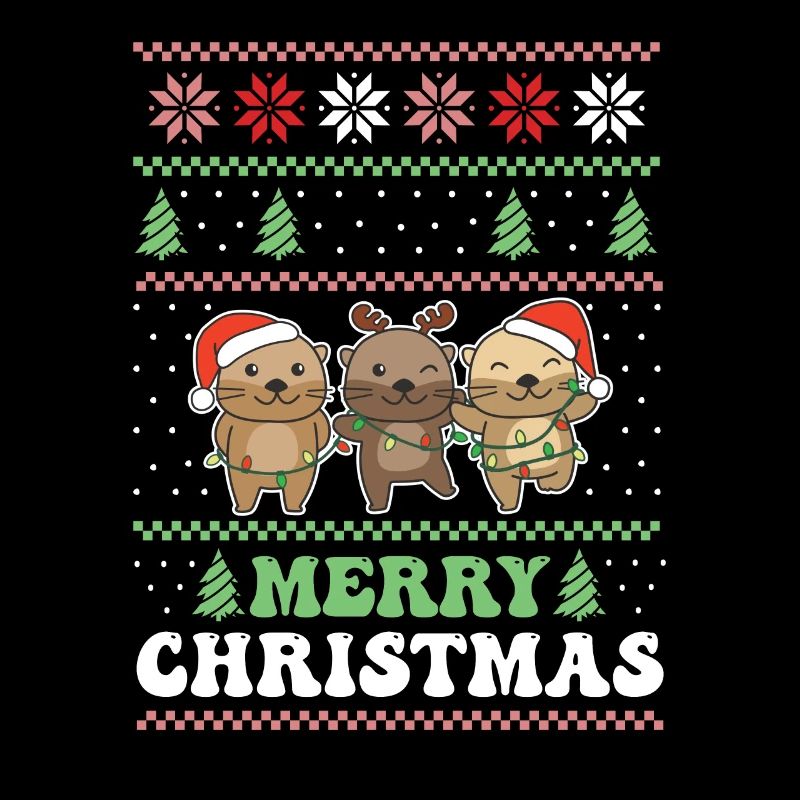 Joyeux Noël rétro moche Noël Loutre