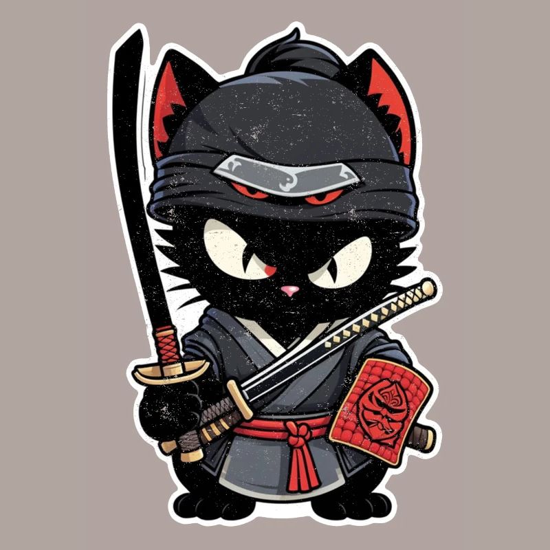 chat ninja - chaton samourai