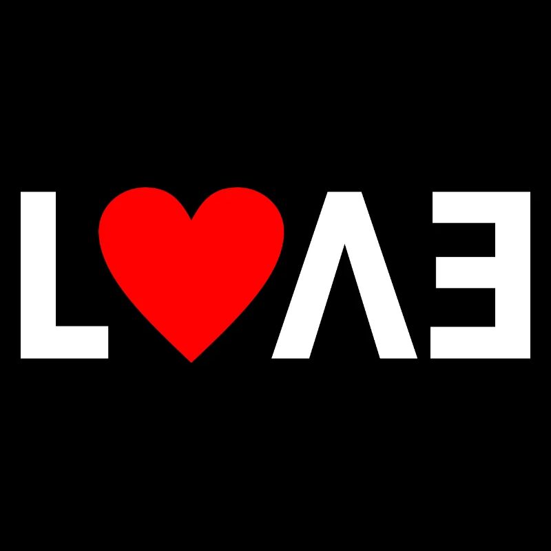 « L❤VE » Design abstrait blanc avec cœur rouge