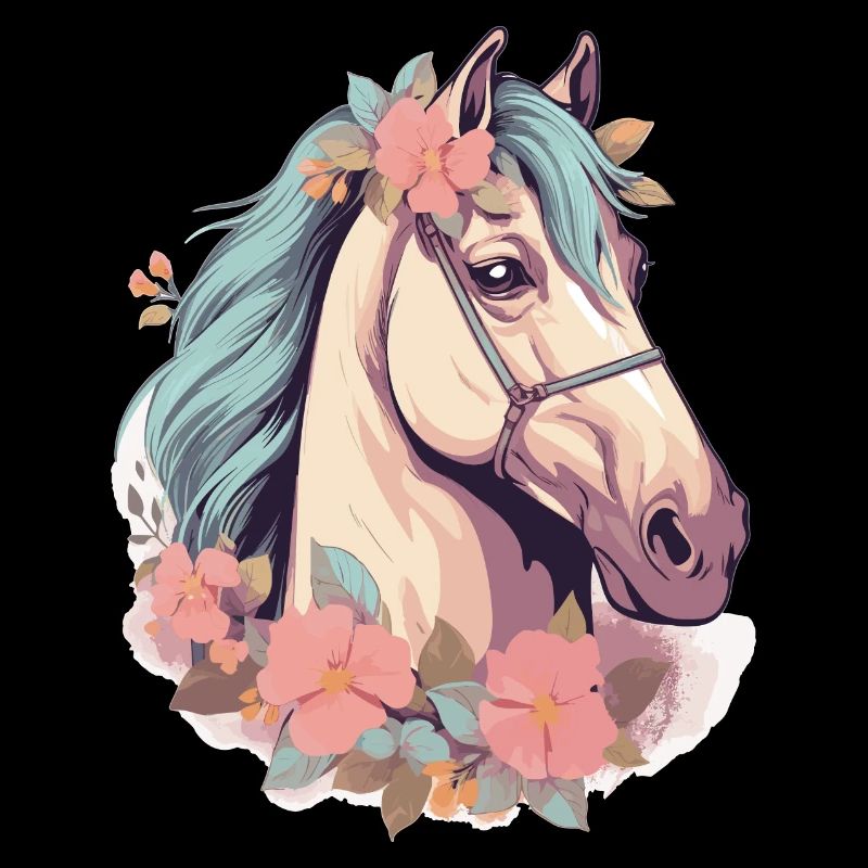 Tête de cheval avec des fleurs