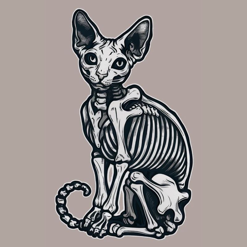 Cat Sphinx Skeleton Tattoo