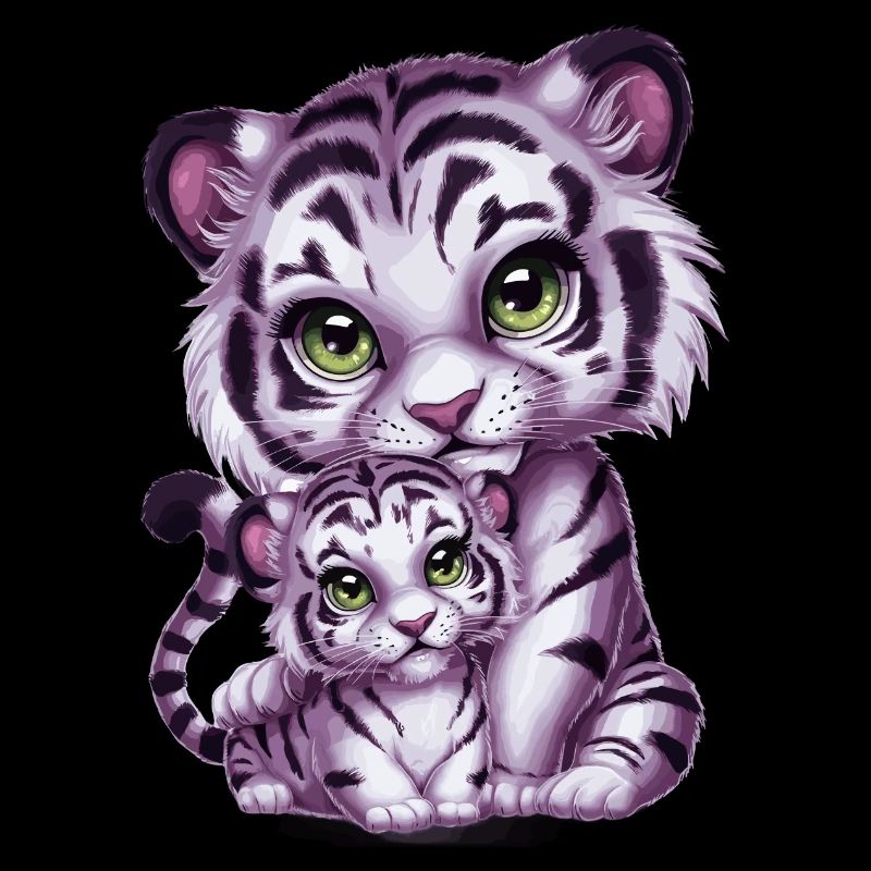 Weißer Tiger mit Tiger Mutter