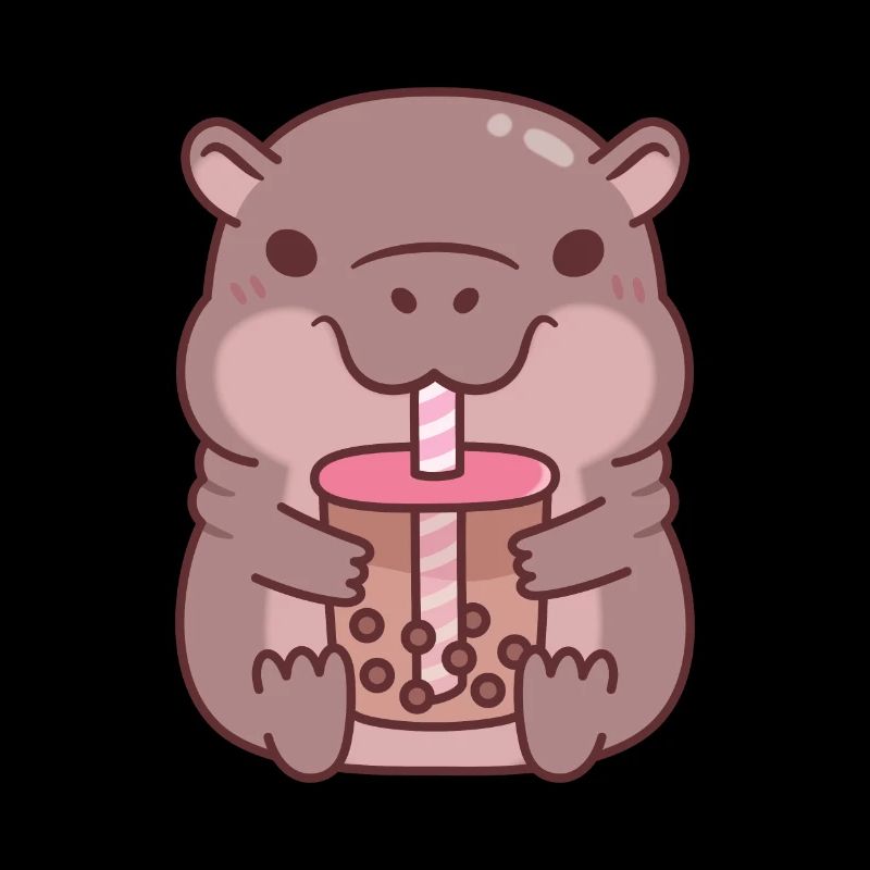 Süßes Nilpferd trinkt Bubble Tea