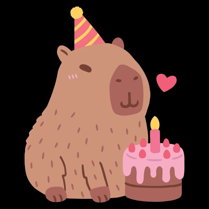 Süßes Capybara und Geburtstagstorte