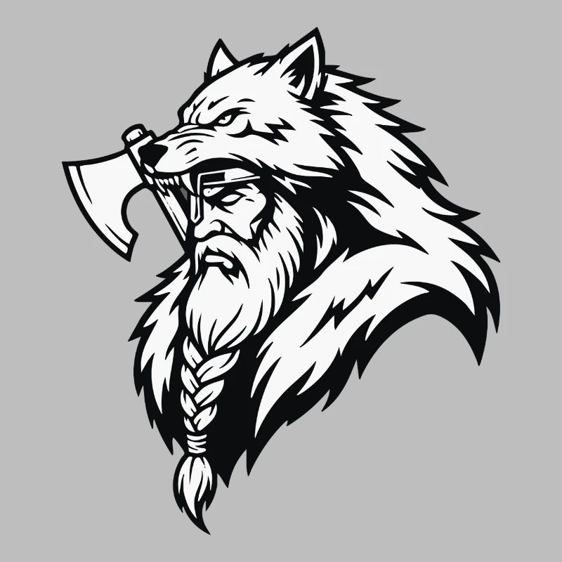 Wikinger-Ulfhednar-Krieger-Wolf-Berserker-Maskottchen