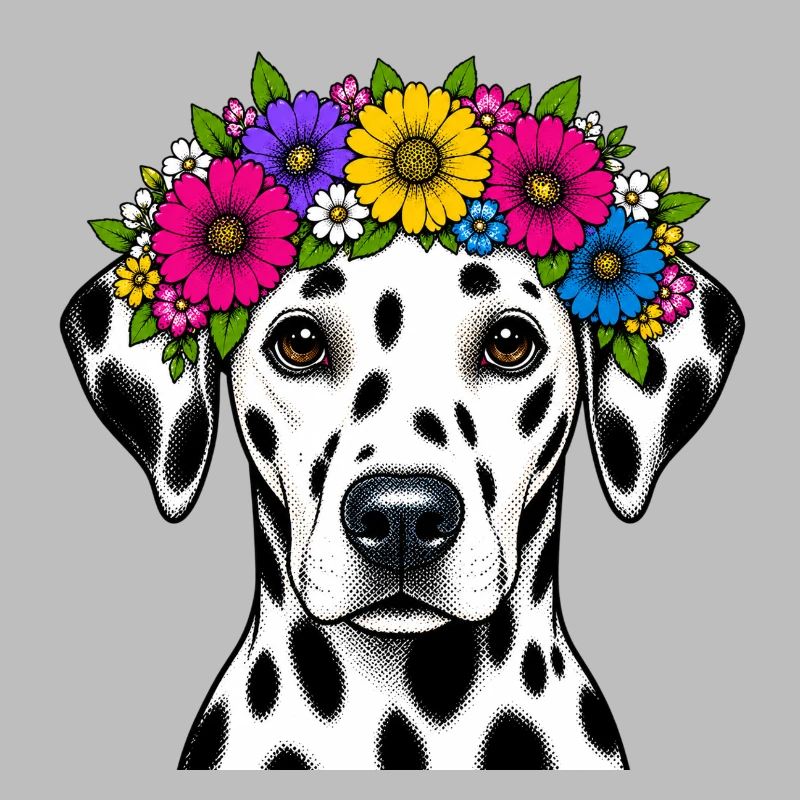 Dalmatiner mit Blumenkrone