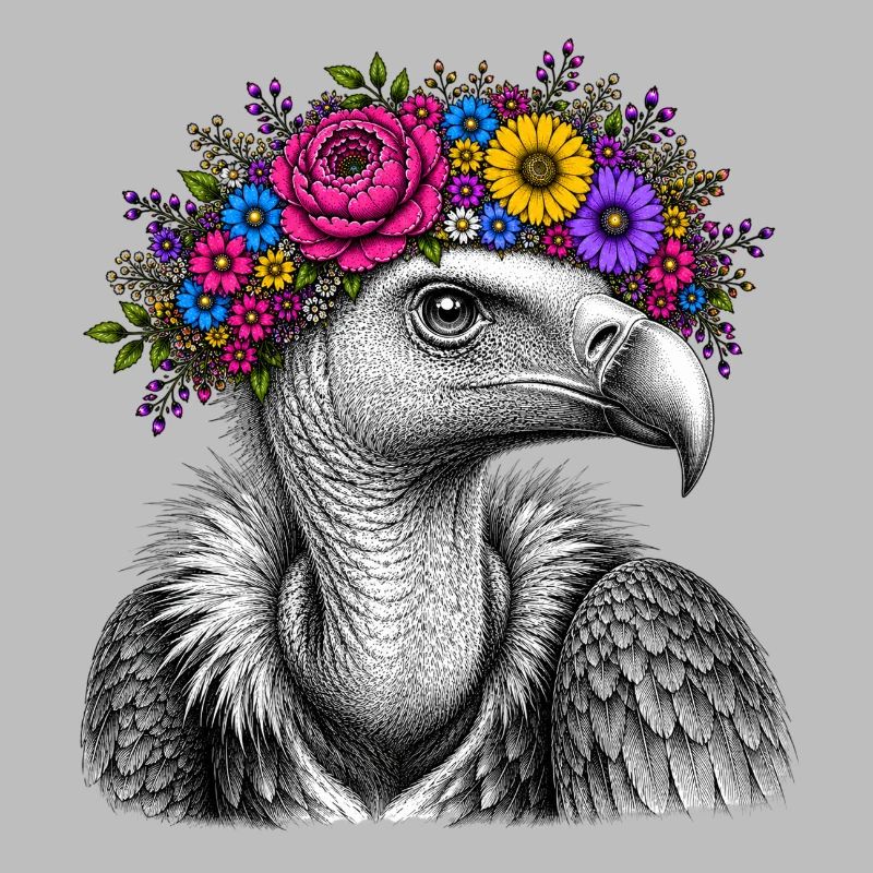 Blütenkranz-Vogelporträt
