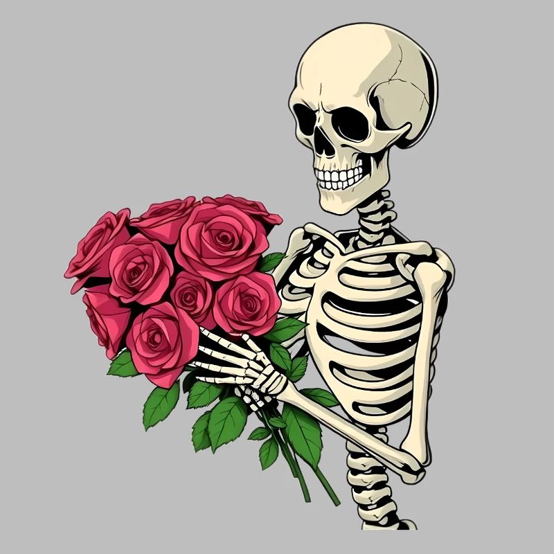 Skelett mit Rosen