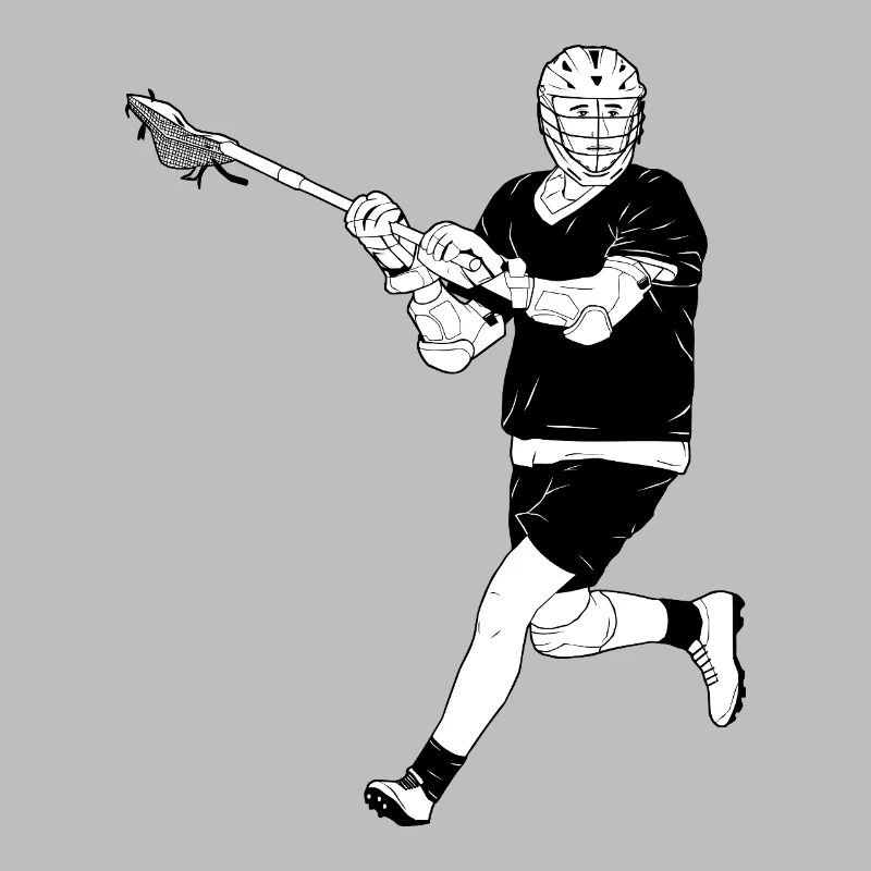 Schwarzweiß Lacrosse-Spieler