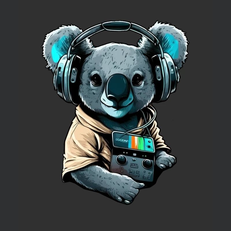 koala mit Kopfhörern