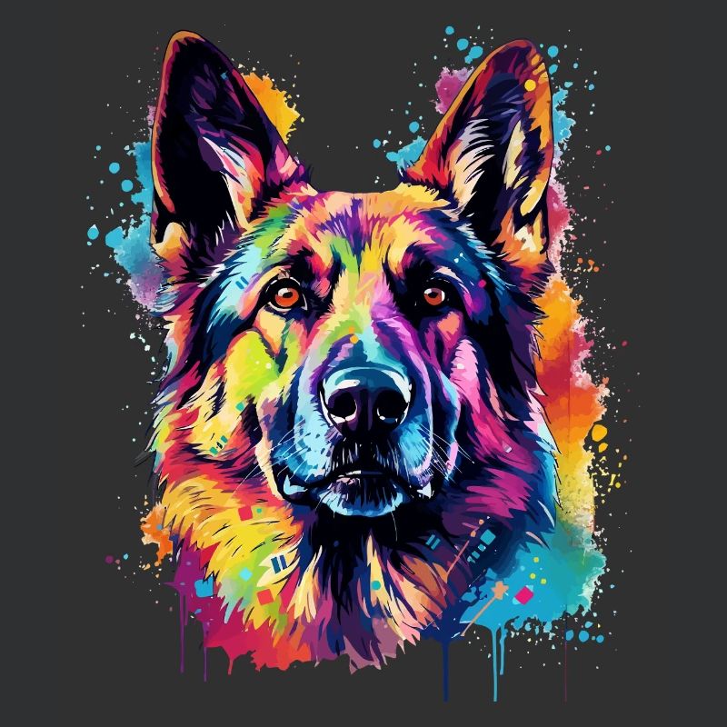 Bunte Deutscher Schäferhund-Splash-Art