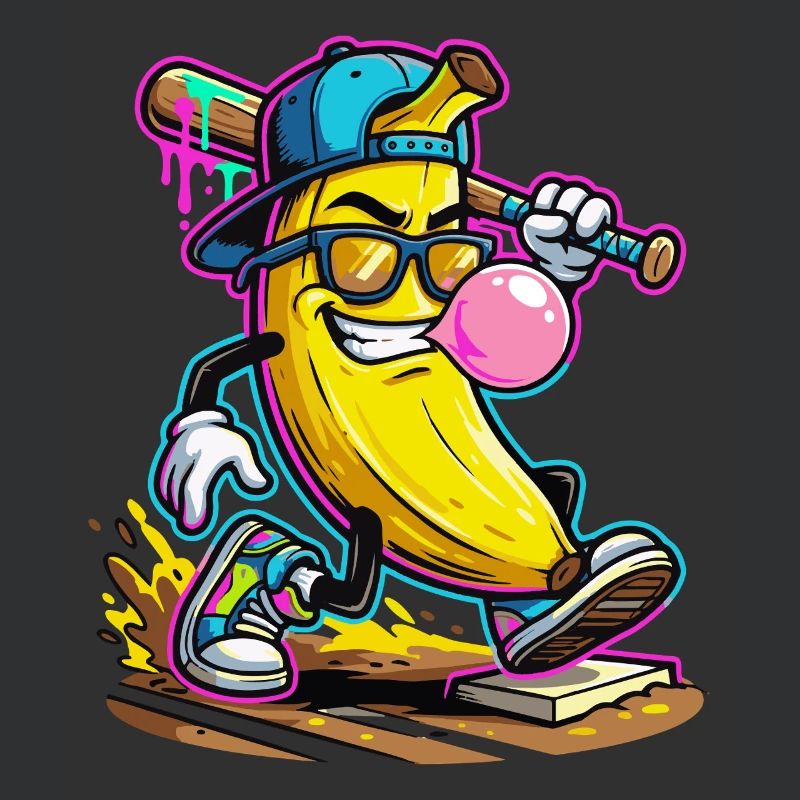 Coole Banane Baseball Kaugummi Comic Design