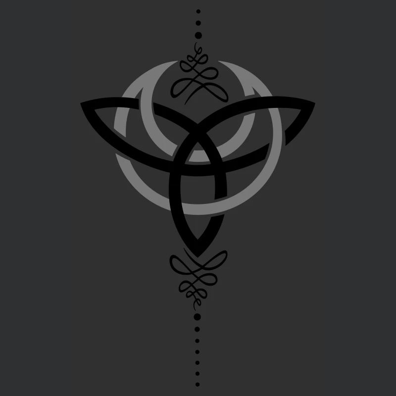 Celtic moon, crescent moon with Trinity symbol.