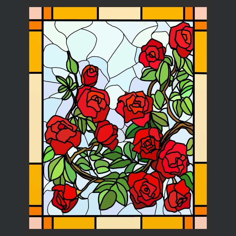Glasmalerei Rosen