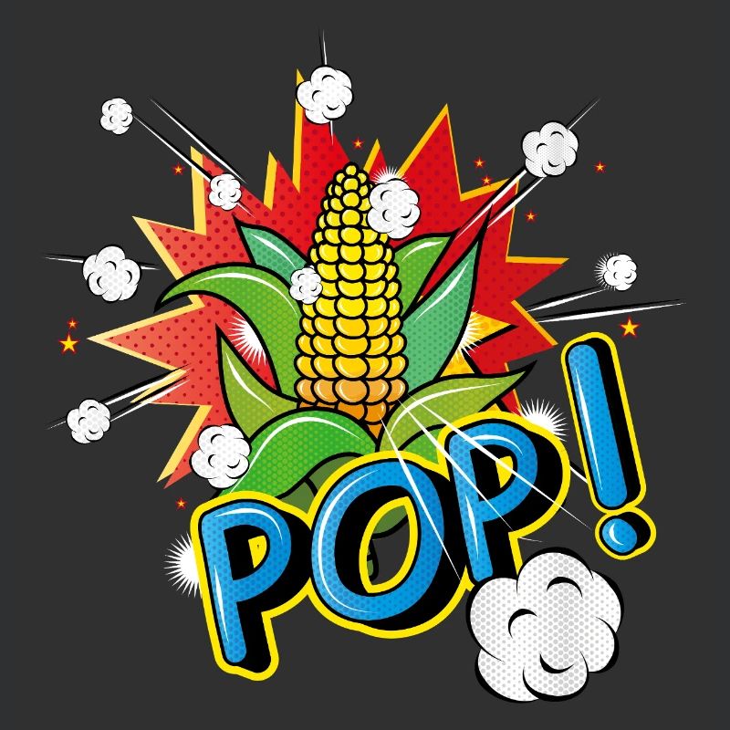 Pop Art Style Corn on the Cob with Popcorn Effect