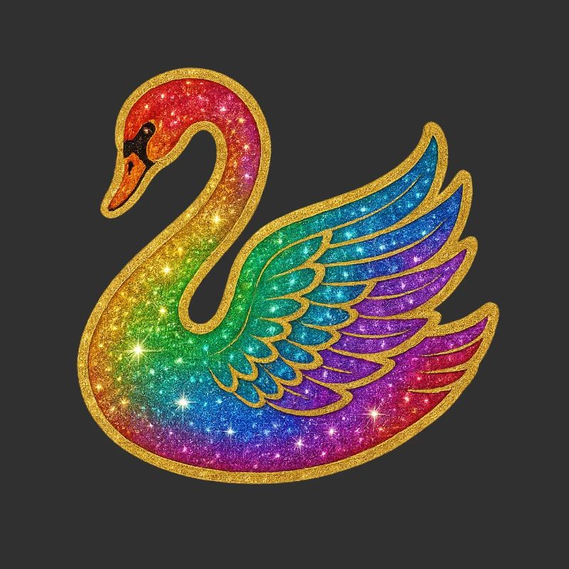 Regenbogen Glitzer Schwan
