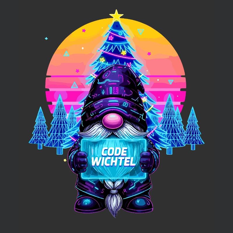 Cyberpunk Code Gnome - Synthwave Xmas Nerd