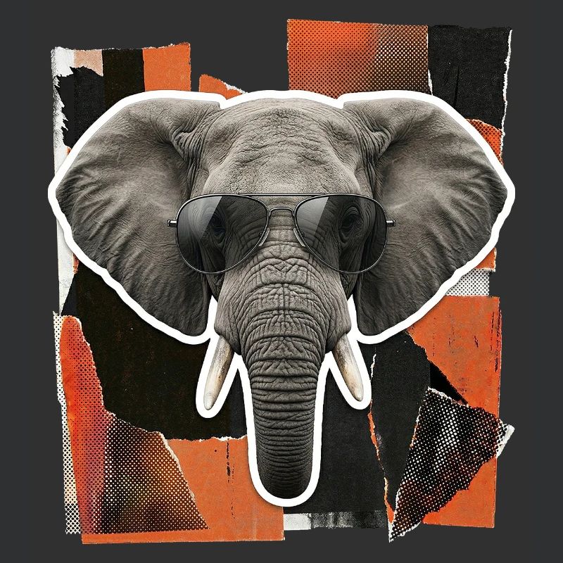 Elefant Sonnenbrille Risographie