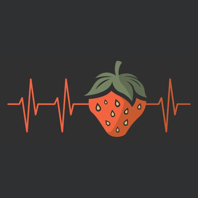 Strawberry with heartbeat in comic style