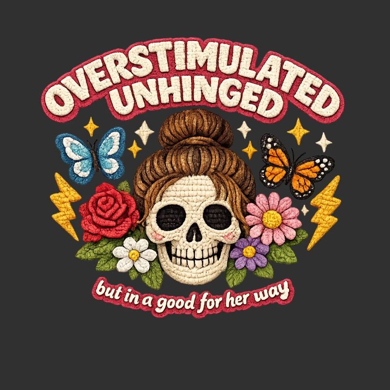 Overstimulated Unhinged Skull Patch Geschenk