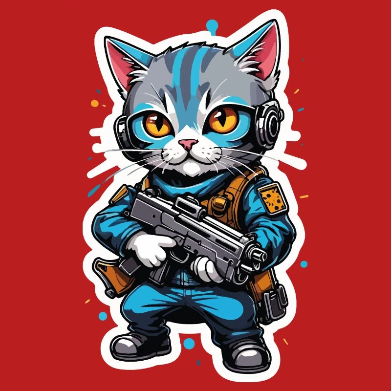 Katzenkrieger mit Hightech-Waffen