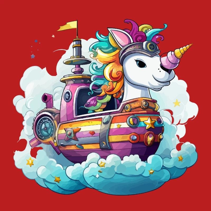 Bunter Einhorn-Schifftraum