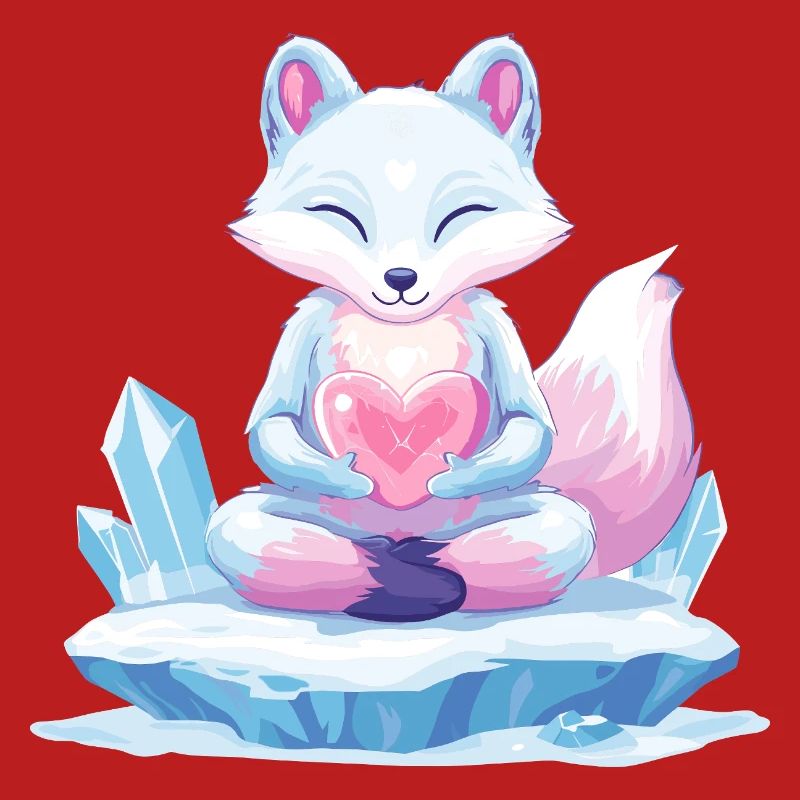 Pastell-Eisfuchs mit Herz