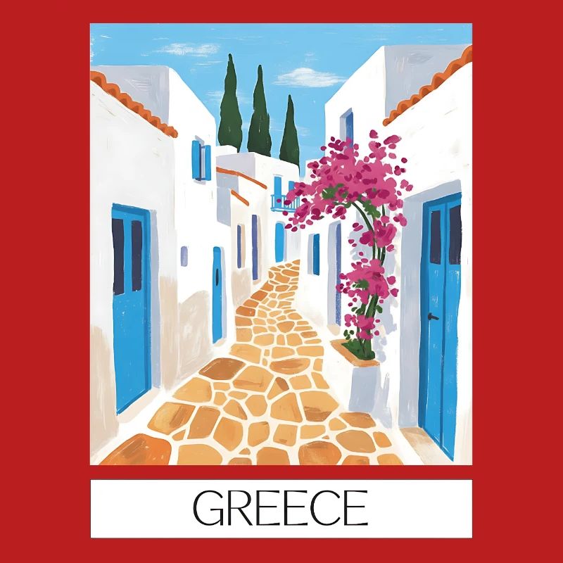 Griechischer Straßenpfad Blauweiß