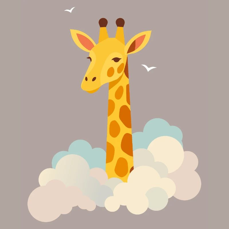 Sanfte Giraffe über den Wolken – Traumhaftes Motiv